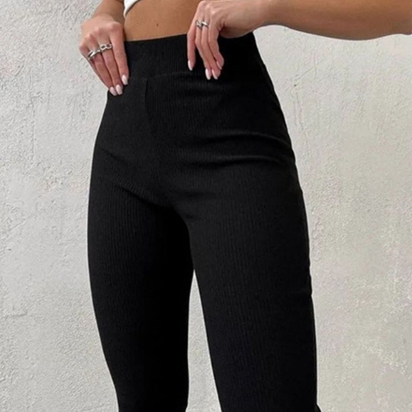 Ribbed Rhythm High Waisted Flares - Tan - Picture 7 of 7